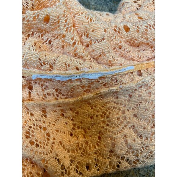 French Crochet Lace Shift Dress Peach Pink Vintage Vintage Large Fits S/M - Picture 7 of 9